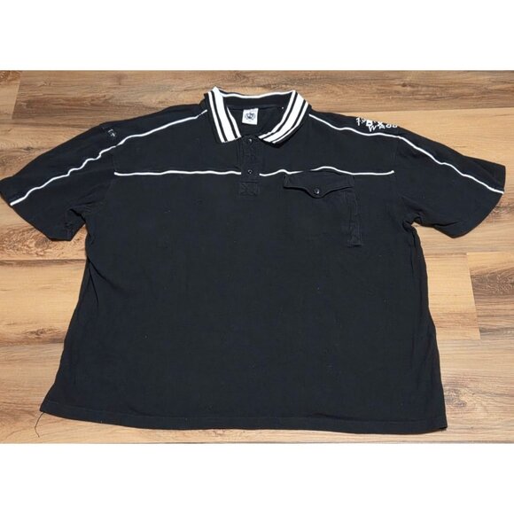 Brooklyn Xpress Men's Solid Black/White Polo Shirt 4XL Short Sleeve EUC - Picture 1 of 8